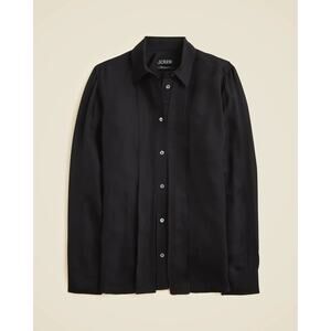 J.crew Jules classic fit button down shirt ruffle black 6 small acade with prep